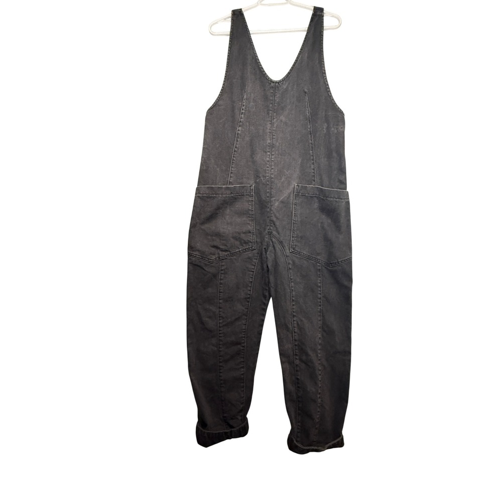 Free People We The Free Ziggy Denim Overalls XS Mineral Black Boho Slouchy